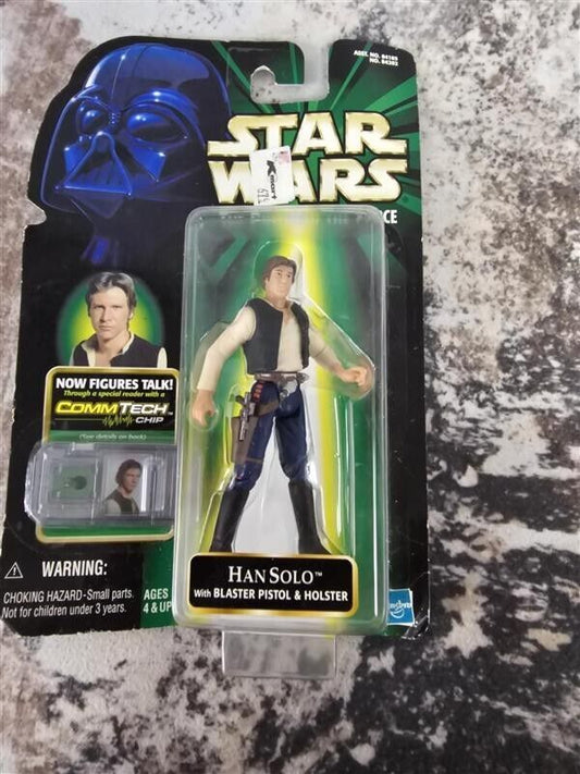 1999 Star Wars Han Solo with Blaster Pistol Holster Action Figure w/CommTech