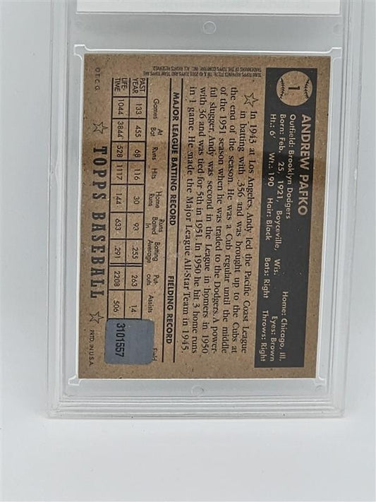 2001 Topps Team Topps Legends Andy Pafko Autograph Issue in hard plastic case