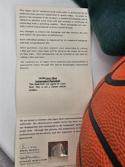 Larry Bird Signed Spalding Official NBA Game Basketball Upper Deck COA