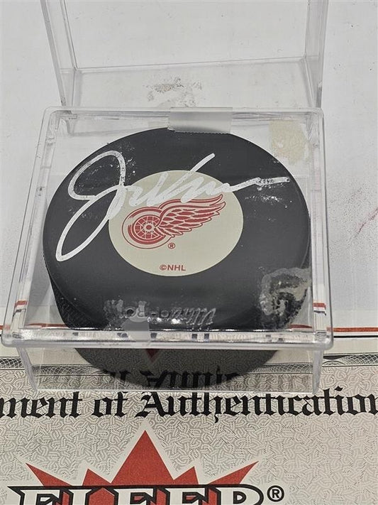 JOE KOCUR Signed Detroit Red Wings Puck - Fleer - 2070184