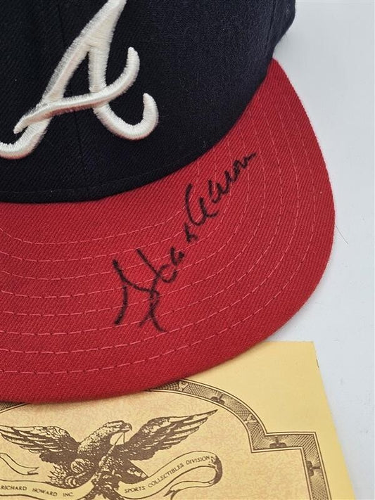 Hank Aaron Signed Auto Atlanta Braves Fitted Hat MLB COA