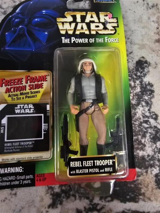 1997 POTF Star Wars Rebel Fleet Trooper with Blaster Pistol and Rifle Figure