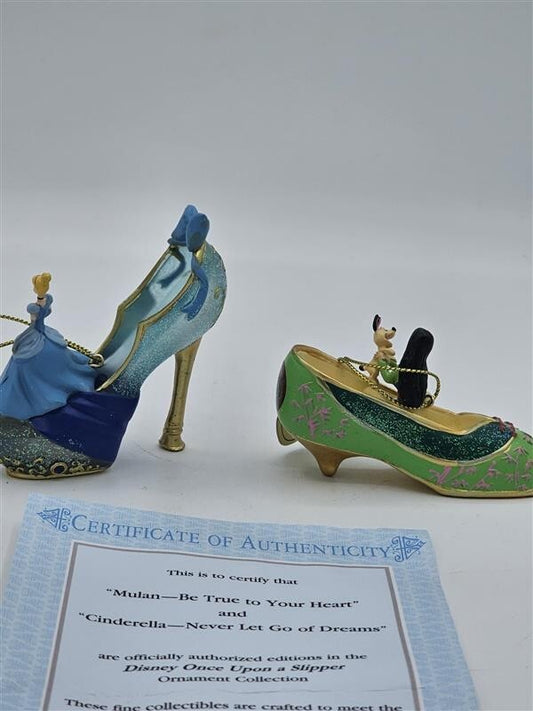 Bradford Exchange Disney Once upon A Slipper Ornaments Cinderella and Mulan
