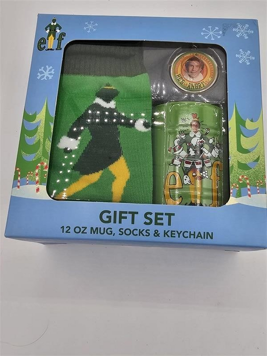 Buddy the ELF Movie Gift Set Mug Socks Keychain Will Ferrell Gift Box Christmas