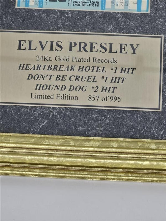 1992 Elvis Presley Limited Edition 3 - 24K Gold Plated Records and ticket