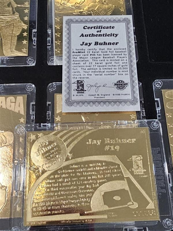 24 Karat Gold Card Collector Series 8 Cards - Galarraga, Pettitte, Sosa, etc.