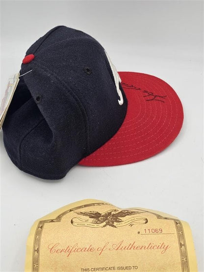 Hank Aaron Signed Auto Atlanta Braves Fitted Hat MLB COA