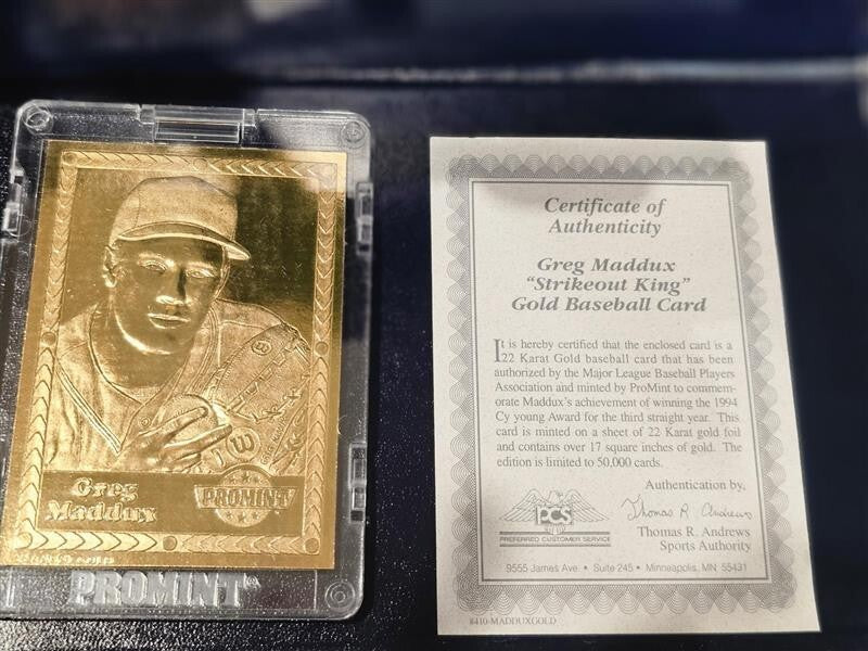 17 PROMINT 22 KARAT GOLD CARDS COLLECTOR SERIES COA BASEBALL WITH DISPLAY SET