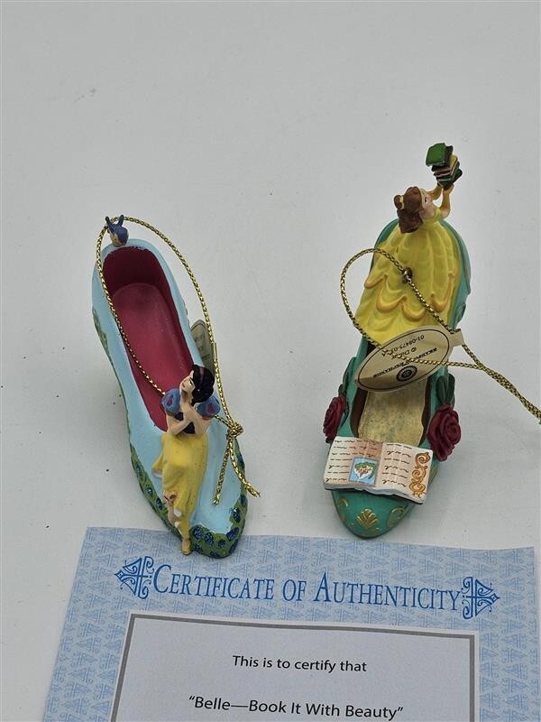 Bradford Exchange Disney Once upon A Slipper Ornaments Belle and Snow White