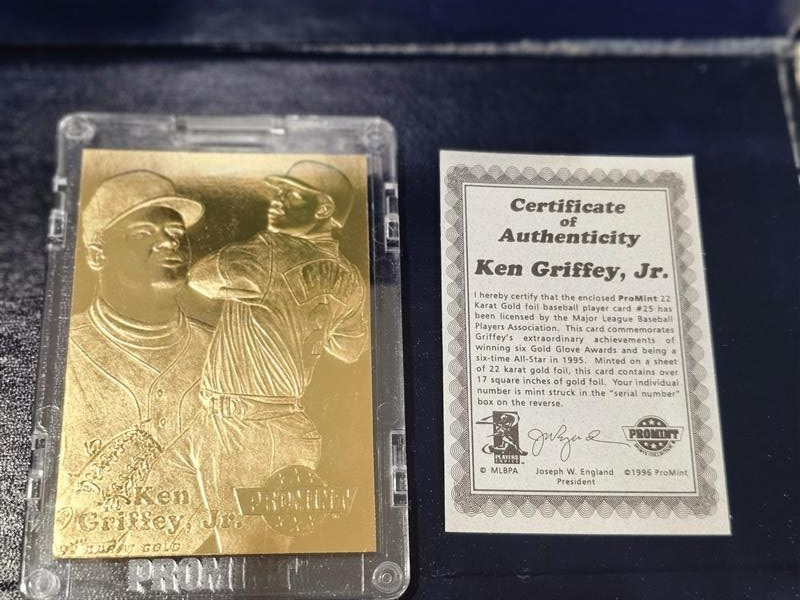 17 PROMINT 22 KARAT GOLD CARDS COLLECTOR SERIES COA BASEBALL WITH DISPLAY SET