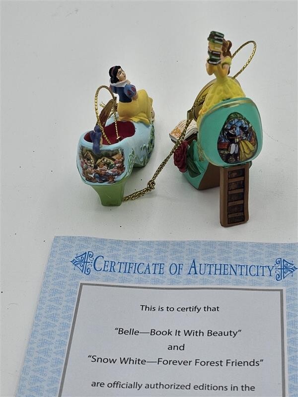 Bradford Exchange Disney Once upon A Slipper Ornaments Belle and Snow White