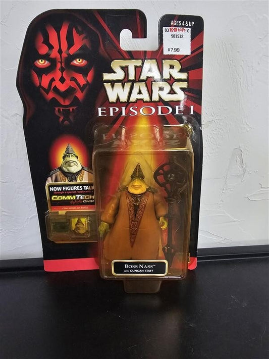 1998 HASBRO STAR WARS EPISODE I COLLECTION 3 BOSS NASS WITH GUNGAN STAFF 84119