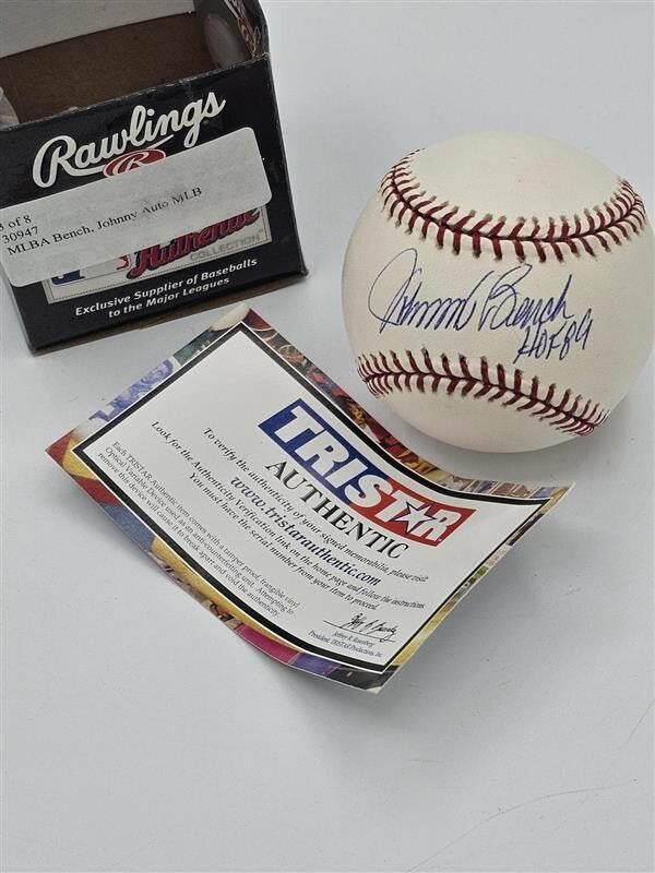 JOHNNY BENCH AUTOGRAPHED SIGNED HALL OF FAME BASEBALL "HOF 89" Tristar COA
