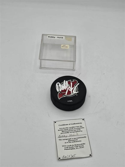 Bobby Holik Signed Hockey Puck Devils - COA