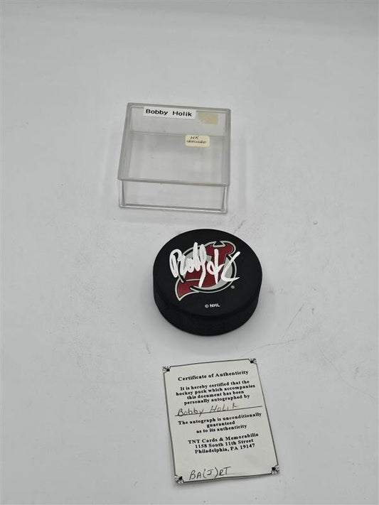 Bobby Holik Signed Hockey Puck Devils - COA