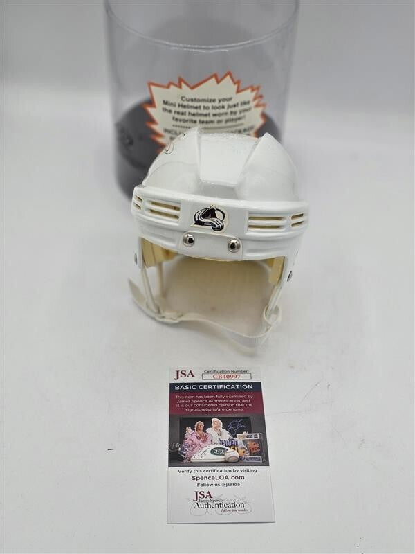 JOE SAKIC Signed Colorado Avalanche White Mini Helmet- JSA - CB40997
