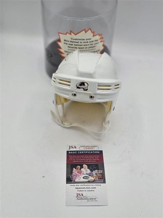 JOE SAKIC Signed Colorado Avalanche White Mini Helmet- JSA - CB40997