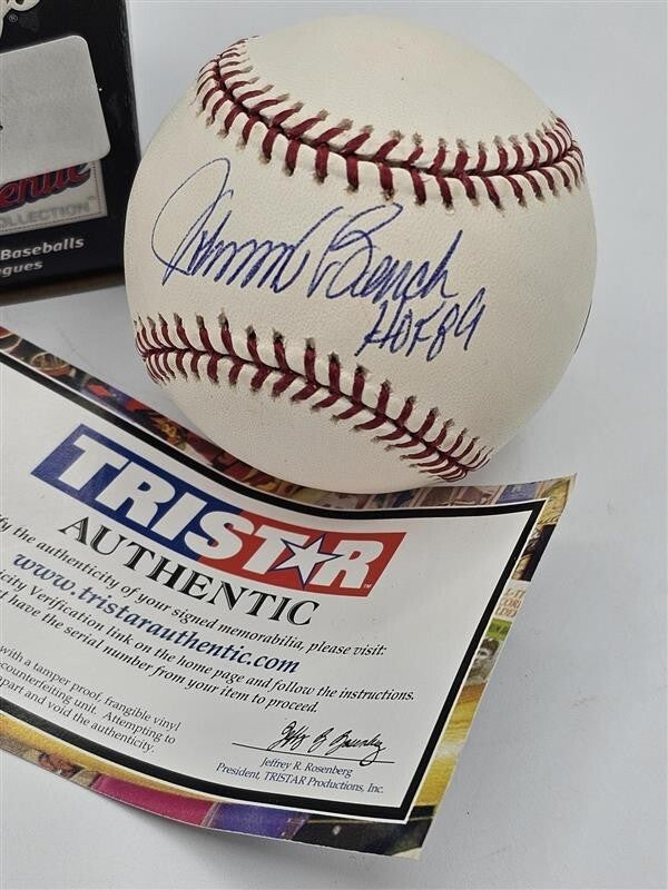 JOHNNY BENCH AUTOGRAPHED SIGNED HALL OF FAME BASEBALL "HOF 89" Tristar COA