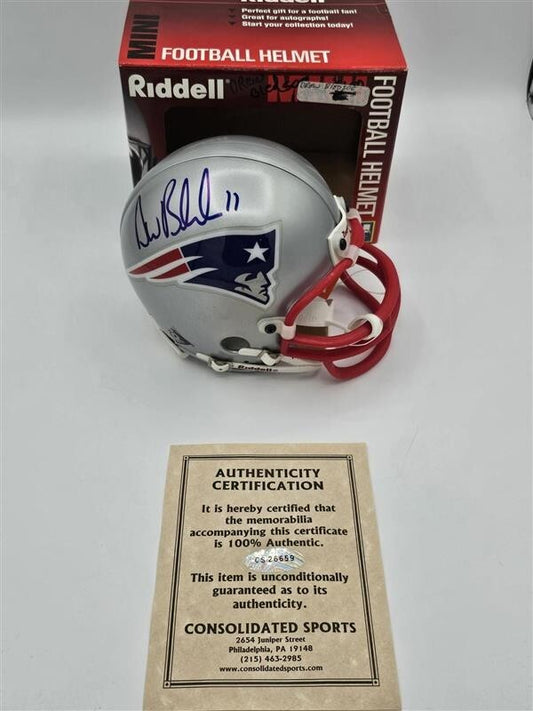 Drew Bledsoe Signed New England Patriots Speed Mini Helmet