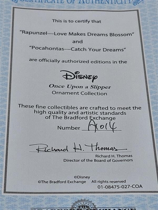Disney Once Upon A Slipper Collection Rapunzel and Pocahontas by Bradford
