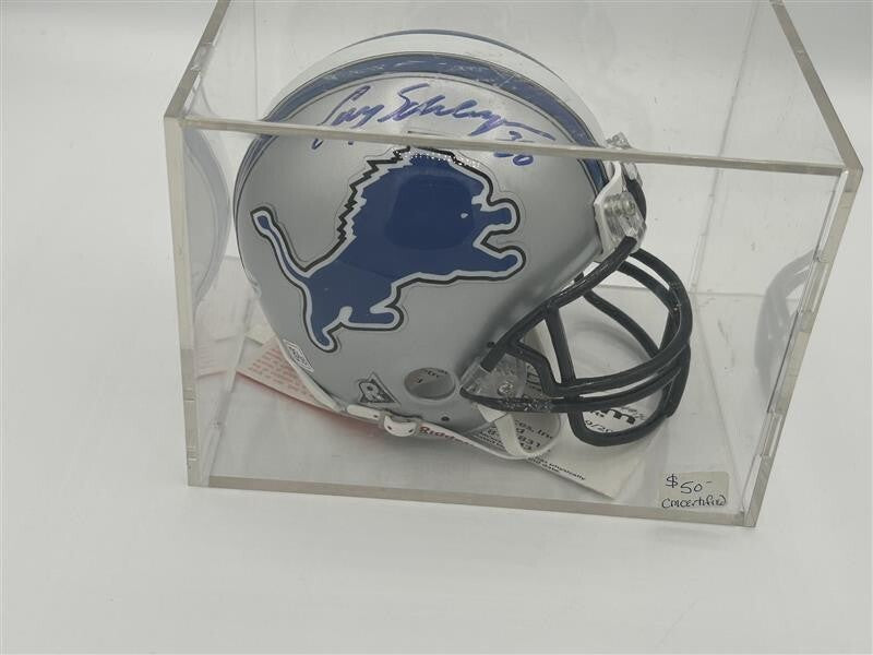 Detroit Loins Riddell Mini Helmet Cory Selsleshener Autograph