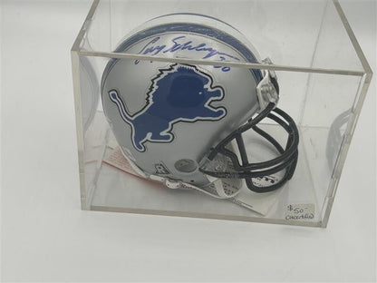 Detroit Loins Riddell Mini Helmet Cory Selsleshener Autograph