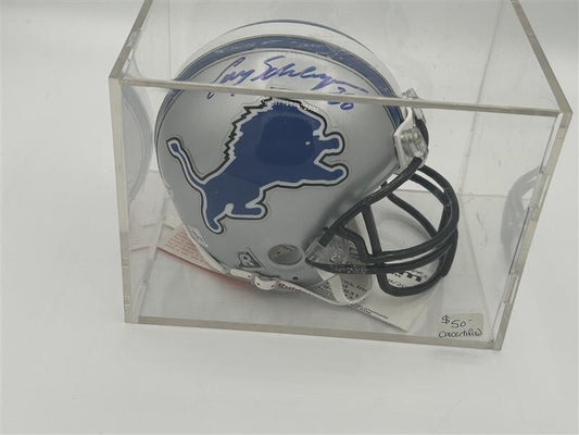 Detroit Loins Riddell Mini Helmet Cory Selsleshener Autograph