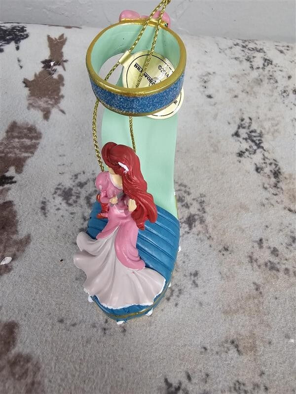 DISNEY BRADFORD EXCHANGE DISNEY ONCE UPON A SLIPPER Ariel & Merida Shoe Ornament
