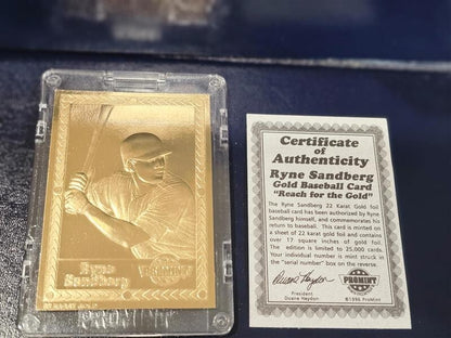 17 PROMINT 22 KARAT GOLD CARDS COLLECTOR SERIES COA BASEBALL WITH DISPLAY SET