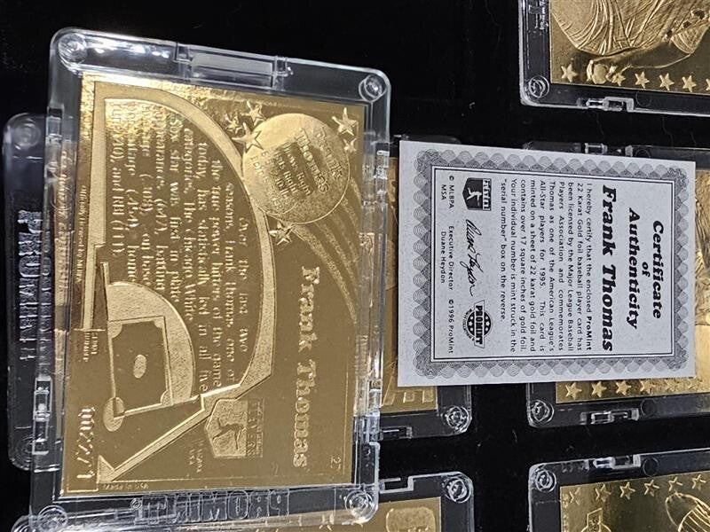 24 Karat Gold Card Collector Series 8 Cards - Thomas, Glavine, Grieve, etc.