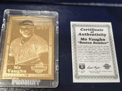 17 PROMINT 22 KARAT GOLD CARDS COLLECTOR SERIES COA BASEBALL WITH DISPLAY SET