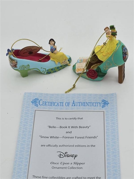 Bradford Exchange Disney Once upon A Slipper Ornaments Belle and Snow White