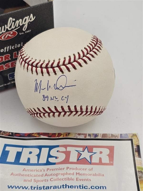 Autographed MARK DAVIS "89 NL CY" Official Major League Baseball w/ Tristar COA