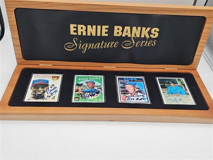 3x 1954 Topps #94 Ernie Banks RC Signed/Inscribed Porcelain Reprint Set LOA