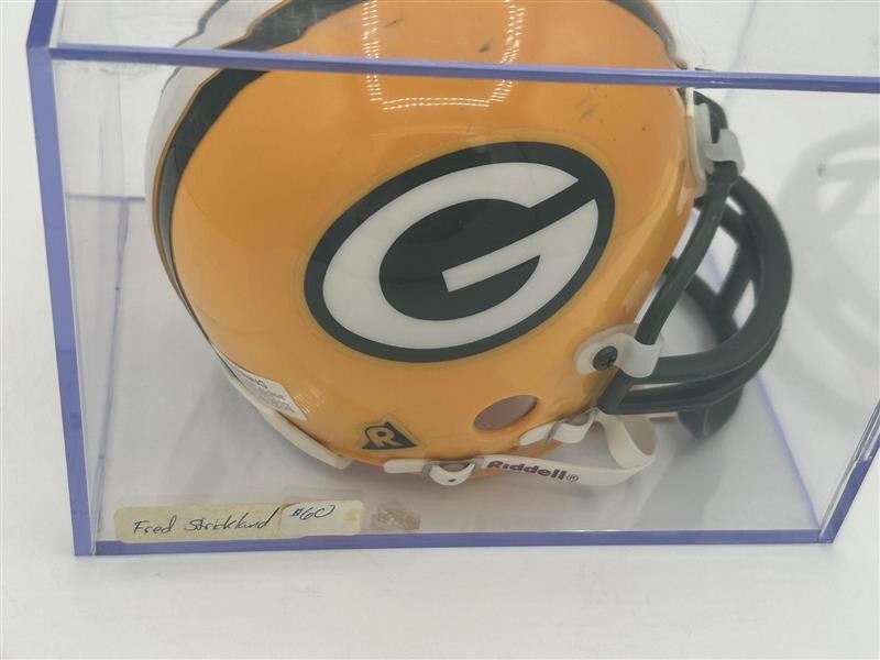 Green Bay Packers Mini Helmet faded Fred Stickland signature