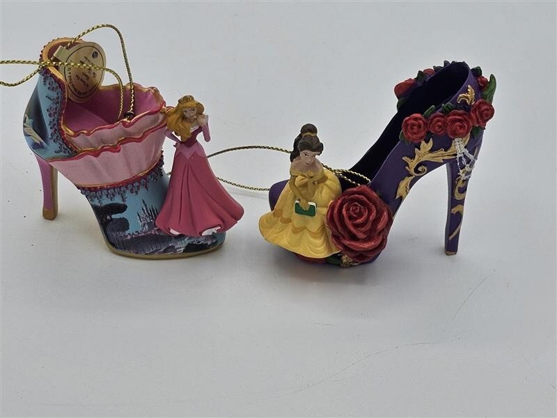 Bradford Exchange Disney Once upon A Slipper Ornaments Aurora and Belle