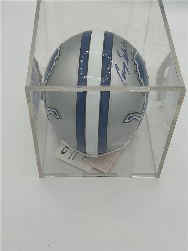 Detroit Loins Riddell Mini Helmet Cory Selsleshener Autograph