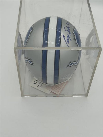 Detroit Loins Riddell Mini Helmet Cory Selsleshener Autograph
