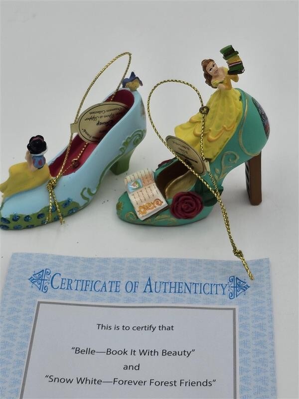 Bradford Exchange Disney Once upon A Slipper Ornaments Belle and Snow White