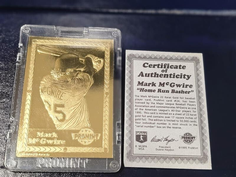 17 PROMINT 22 KARAT GOLD CARDS COLLECTOR SERIES COA BASEBALL WITH DISPLAY SET