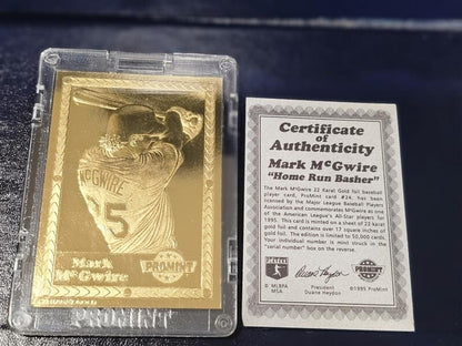 17 PROMINT 22 KARAT GOLD CARDS COLLECTOR SERIES COA BASEBALL WITH DISPLAY SET