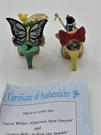 Bradford Exchange Disney Once upon A Slipper Ornaments Tinkerbell and Snow White
