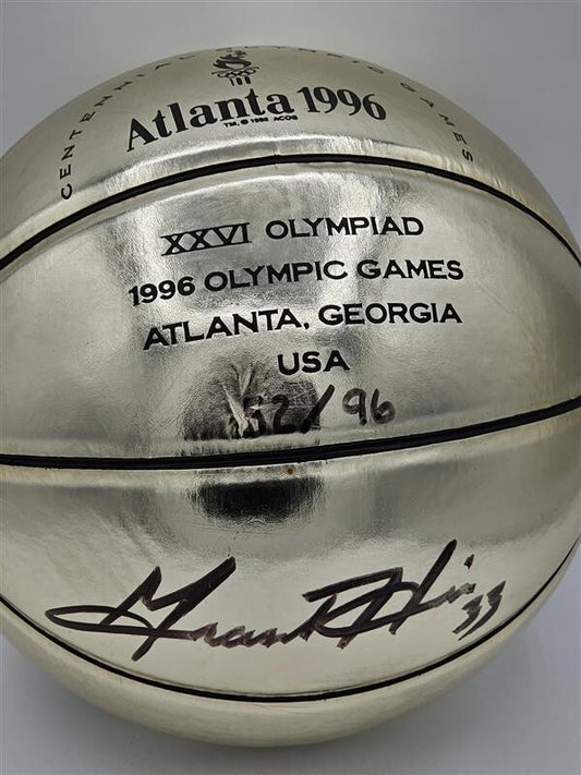 96 Olympic grant hill signed Gold basketball - JSA - CB40940 - Inscribed 52/96
