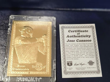17 PROMINT 22 KARAT GOLD CARDS COLLECTOR SERIES COA BASEBALL WITH DISPLAY SET