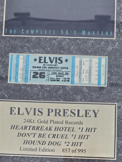 1992 Elvis Presley Limited Edition 3 - 24K Gold Plated Records and ticket
