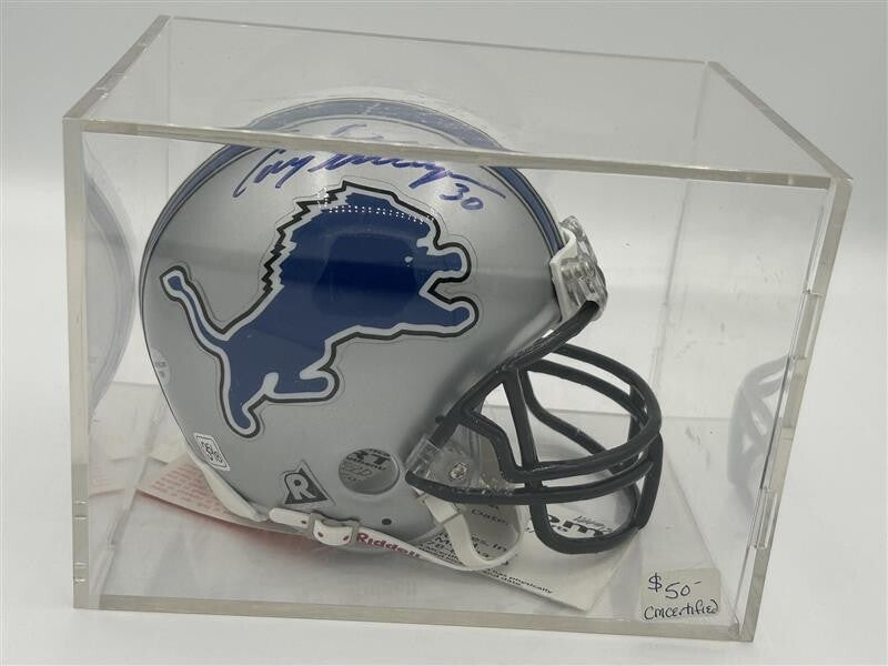 Detroit Loins Riddell Mini Helmet Cory Selsleshener Autograph