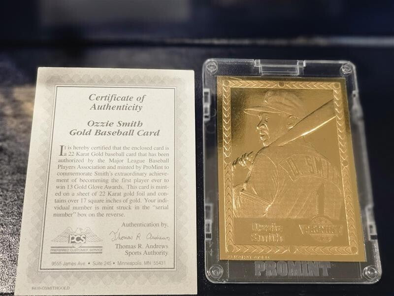 17 PROMINT 22 KARAT GOLD CARDS COLLECTOR SERIES COA BASEBALL WITH DISPLAY SET