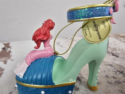 DISNEY BRADFORD EXCHANGE DISNEY ONCE UPON A SLIPPER Ariel & Merida Shoe Ornament