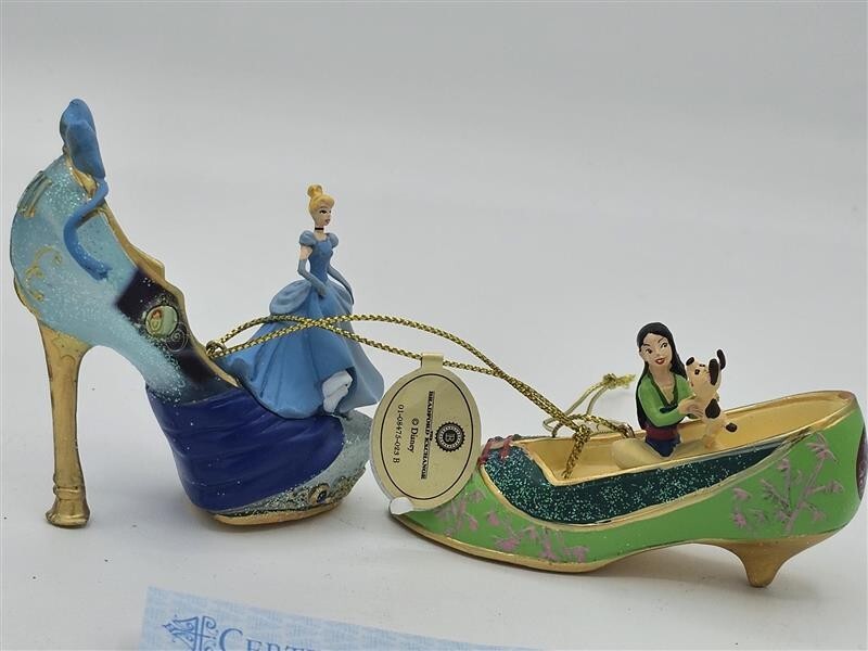 Bradford Exchange Disney Once upon A Slipper Ornaments Cinderella and Mulan