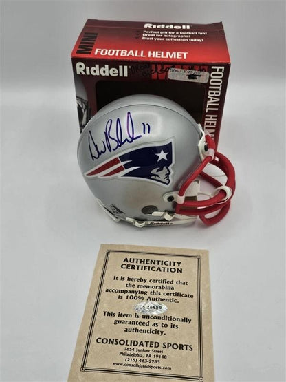 Drew Bledsoe Signed New England Patriots Speed Mini Helmet